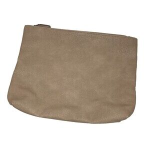 Free People Vegan Leather 13” Laptop Sleeve Clutch Bag Beige Tan Zip